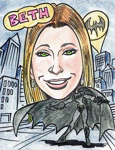 Superhero caricature as Bat Girl