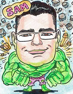 Superhero caricatures, gift caricatures, superhero party, superhero theme party