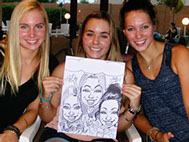 Sweet 16 Caricature of 3 girls in black and white by Action Caricatures by Bill
