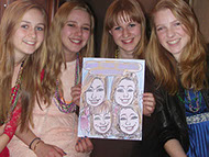 Sweet 16 Caricature, Color, 4 Girls