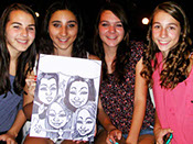 Sweet 16 Party Caricature, Group of 4 GIrls, Action Caricature by Bill
